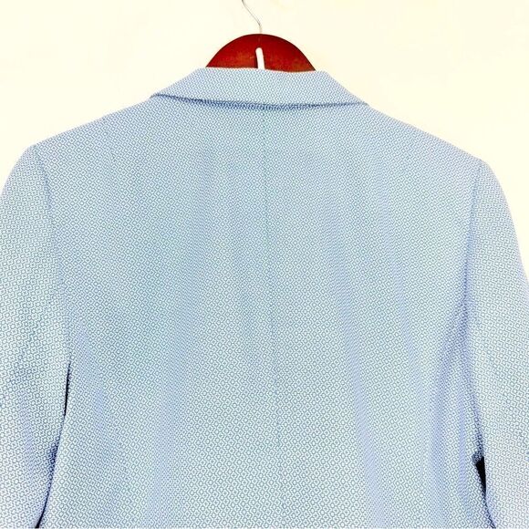 Talbots Blue White Micro Geometric Print 100% Cotton Button Nautical Blazer - Picture 10 of 16